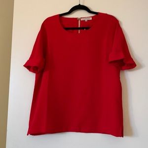 Red short sleeve blouse